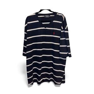 Ralph Lauren Navy and White Striped Polo Shirt